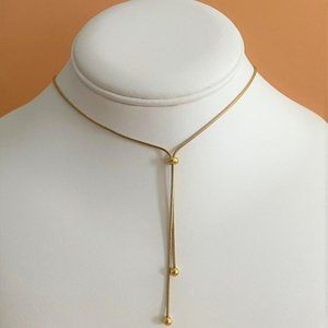 Sliding Adjustbable Layering Minimalist Style Necklace Gold Tone Stainless Steel